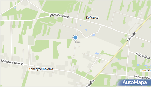 Kończyce-Kolonia, Nowospacerowa, mapa Kończyce-Kolonia