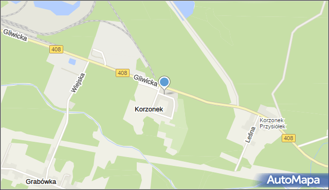 Korzonek gmina Bierawa, Nowa, mapa Korzonek gmina Bierawa