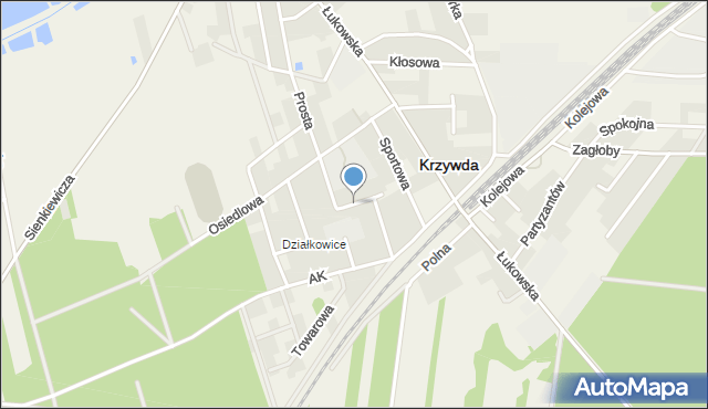 Krzywda powiat łukowski, Nowa, mapa Krzywda powiat łukowski