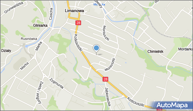 Limanowa, Nowa, mapa Limanowa