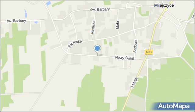 Milejczyce, Nowy Świat, mapa Milejczyce