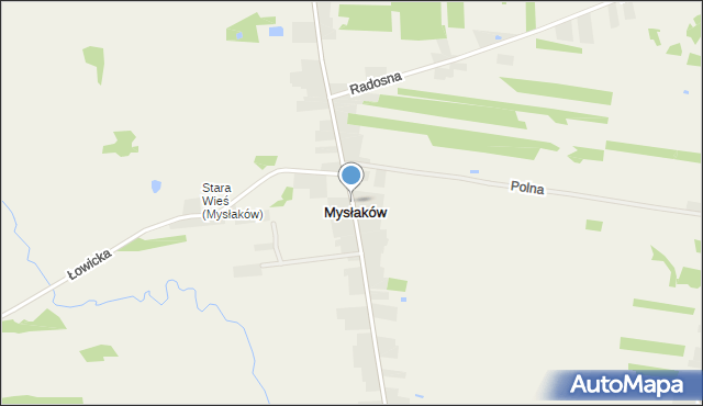 Mysłaków gmina Nieborów, Nowowiejska, mapa Mysłaków gmina Nieborów