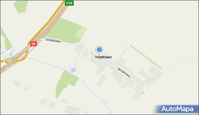 Noskowo gmina Sławno, Noskowo, mapa Noskowo gmina Sławno