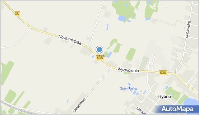 Rybno powiat działdowski, Nowomiejska, mapa Rybno powiat działdowski