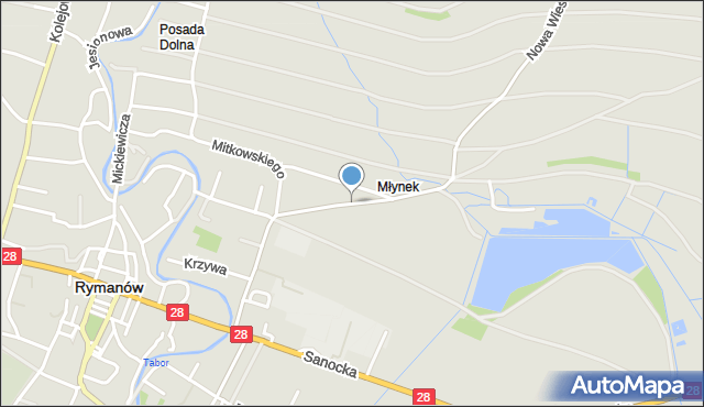 Rymanów, Nowa Wieś, mapa Rymanów