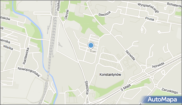 Sosnowiec, Nogi Andrzeja, mapa Sosnowca