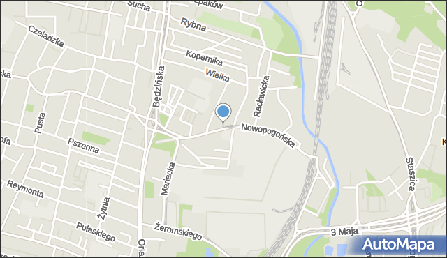 Sosnowiec, Nowopogońska, mapa Sosnowca