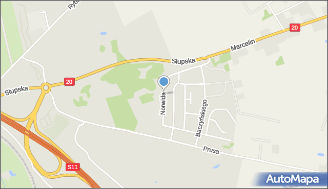 Szczecinek, Norwida Cypriana Kamila, mapa Szczecinek