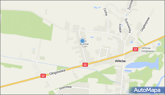 Wilków gmina Głogów, Nowy Wilków, mapa Wilków gmina Głogów