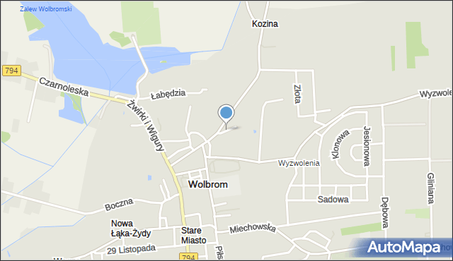 Wolbrom, Nowakowskiego, mapa Wolbrom