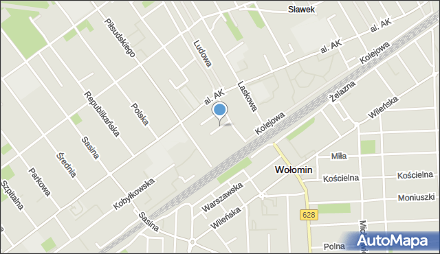 Wołomin, Nowosławkowska, mapa Wołomin