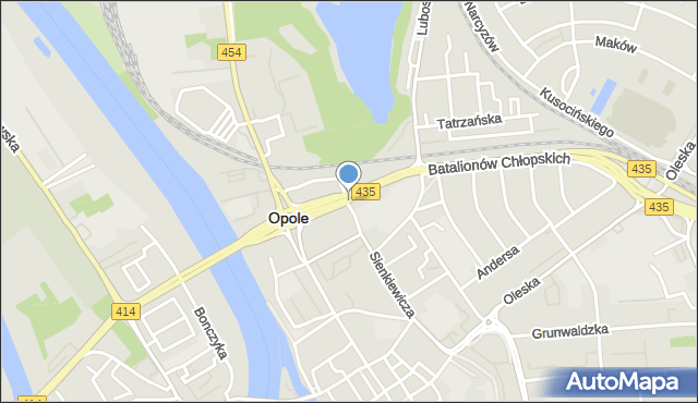 Opole, Nysy Łużyckiej, mapa Opola