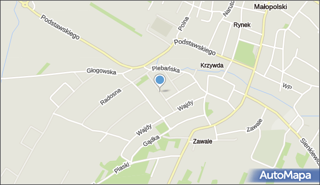Sokołów Małopolski, o. Damiana Stachowicza, mapa Sokołów Małopolski