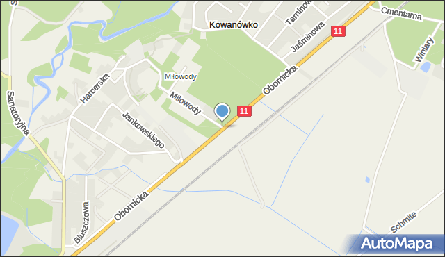 Kowanówko, Obornicka, mapa Kowanówko