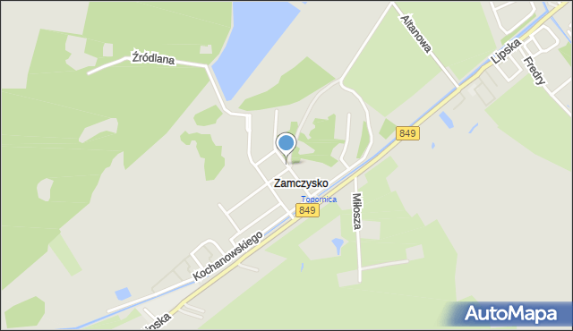 Zamość, Obronna, mapa Zamościa