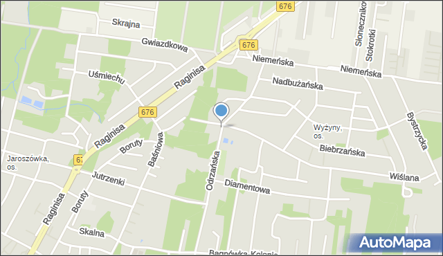 Białystok, Odrzańska, mapa Białegostoku