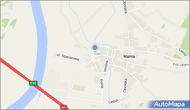 Malnia, Odrzańska, mapa Malnia