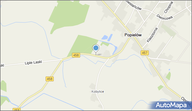 Popielów powiat opolski, Odrzańska, mapa Popielów powiat opolski