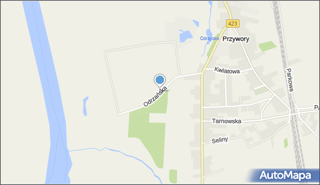 Przywory gmina Tarnów Opolski, Odrzańska, mapa Przywory gmina Tarnów Opolski