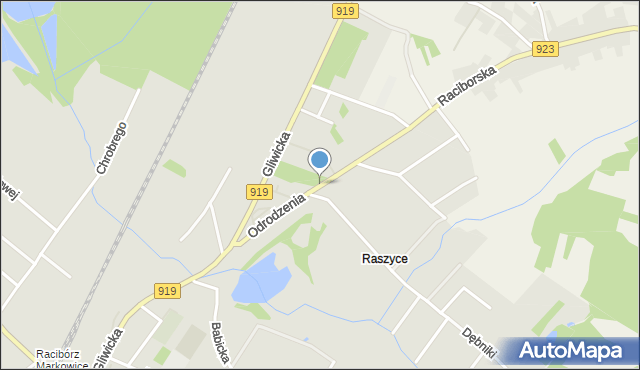 Racibórz, Odrodzenia, mapa Racibórz