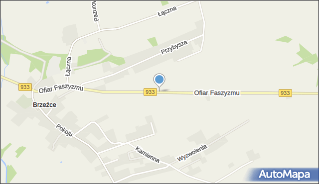 Brzeźce gmina Pszczyna, Ofiar Faszyzmu, mapa Brzeźce gmina Pszczyna