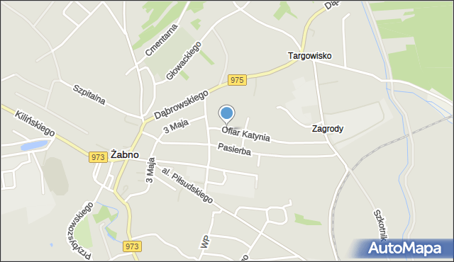 Żabno powiat tarnowski, Ofiar Katynia, mapa Żabno powiat tarnowski