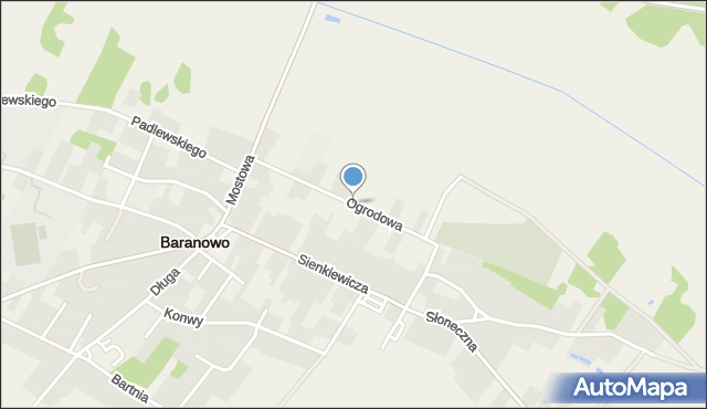 Baranowo powiat ostrołęcki, Ogrodowa, mapa Baranowo powiat ostrołęcki