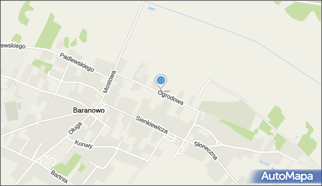 Baranowo powiat ostrołęcki, Ogrodowa, mapa Baranowo powiat ostrołęcki