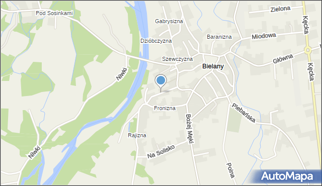 Bielany gmina Kęty, Ogrodowa, mapa Bielany gmina Kęty