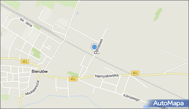 Bierutów, Ogrodowa, mapa Bierutów