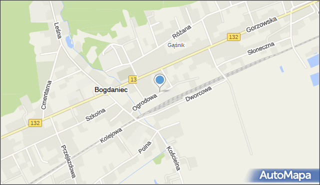 Bogdaniec powiat gorzowski, Ogrodowa, mapa Bogdaniec powiat gorzowski