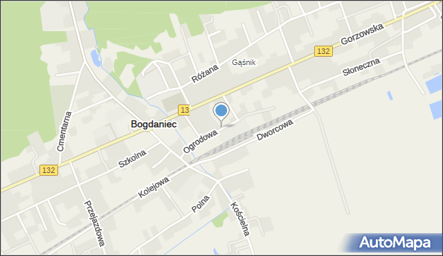 Bogdaniec powiat gorzowski, Ogrodowa, mapa Bogdaniec powiat gorzowski