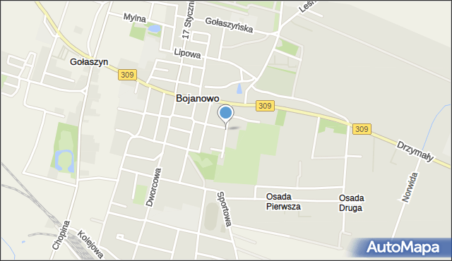 Bojanowo powiat rawicki, Ogrodowa, mapa Bojanowo powiat rawicki