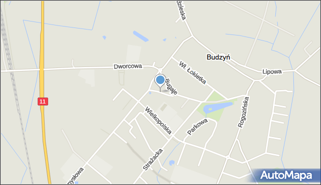 Budzyń powiat chodzieski, Ogrodowa, mapa Budzyń powiat chodzieski