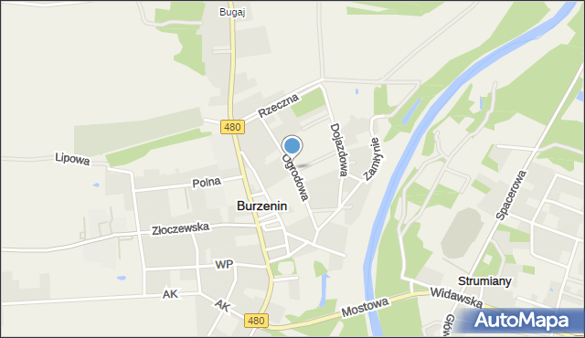 Burzenin, Ogrodowa, mapa Burzenin