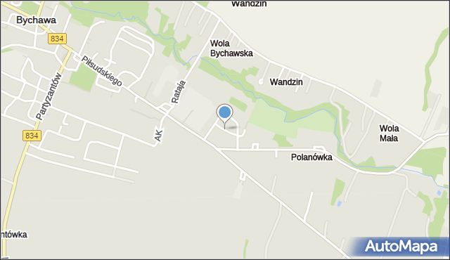Bychawa, Ogrodowa, mapa Bychawa
