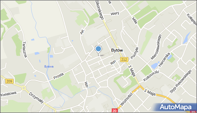 Bytów, Ogrodowa, mapa Bytów