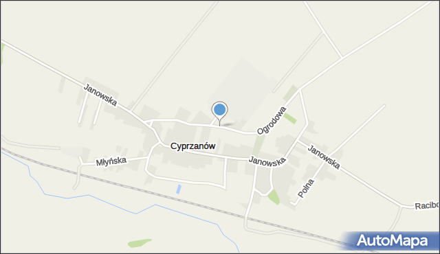 Cyprzanów, Ogrodowa, mapa Cyprzanów