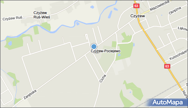 Czyżew powiat wysokomazowiecki, Ogrodowa, mapa Czyżew powiat wysokomazowiecki