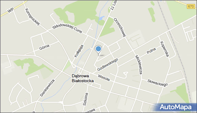 Dąbrowa Białostocka, Ogrodowa, mapa Dąbrowa Białostocka