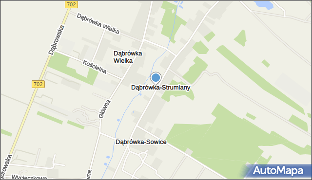 Dąbrówka-Strumiany, Ogrodowa, mapa Dąbrówka-Strumiany