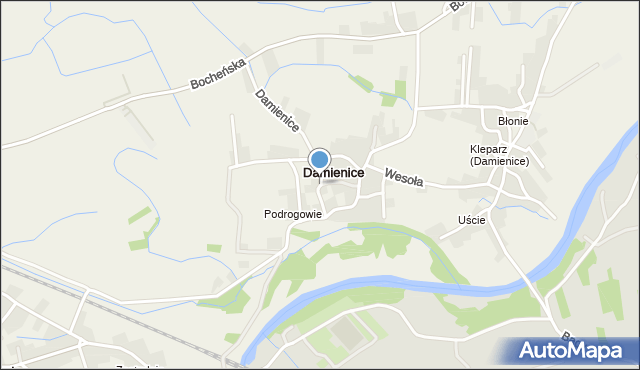 Damienice, Ogrodowa, mapa Damienice