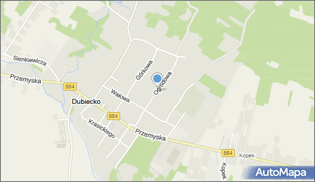Dubiecko, Ogrodowa, mapa Dubiecko
