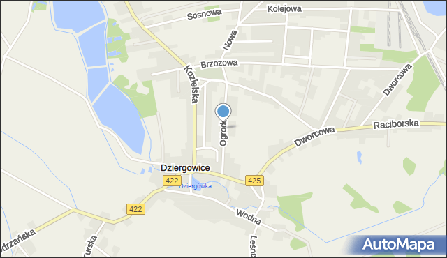 Dziergowice, Ogrodowa, mapa Dziergowice