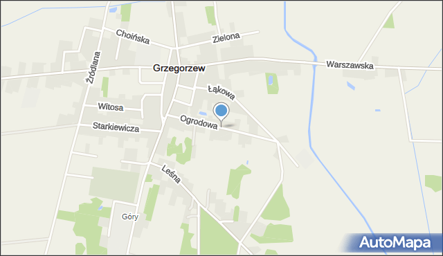 Grzegorzew, Ogrodowa, mapa Grzegorzew