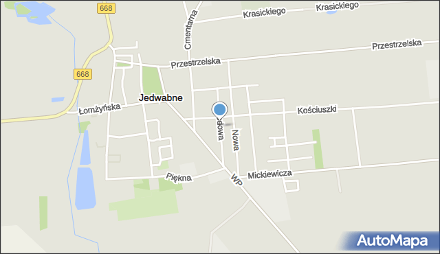 Jedwabne, Ogrodowa, mapa Jedwabne