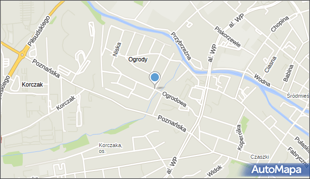 Kalisz, Ogrodowa, mapa Kalisza