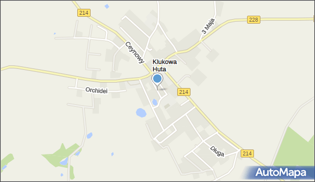 Klukowa Huta, Ogrodowa, mapa Klukowa Huta