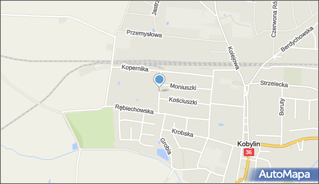 Kobylin powiat krotoszyński, Ogrodowa, mapa Kobylin powiat krotoszyński