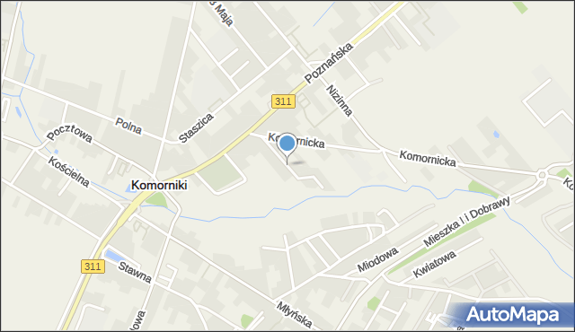 Komorniki powiat poznański, Ogrodowa, mapa Komorniki powiat poznański